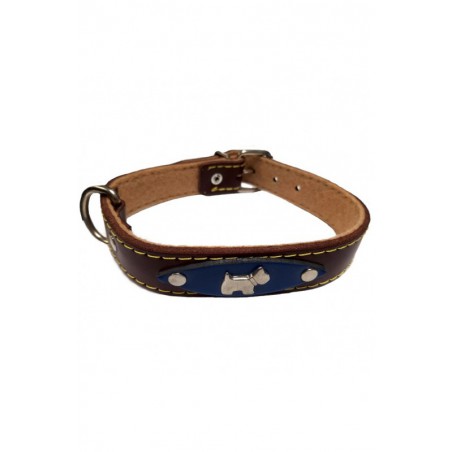 COLLAR CUERO ALAMO AZUL APLIQUE 55 CM.