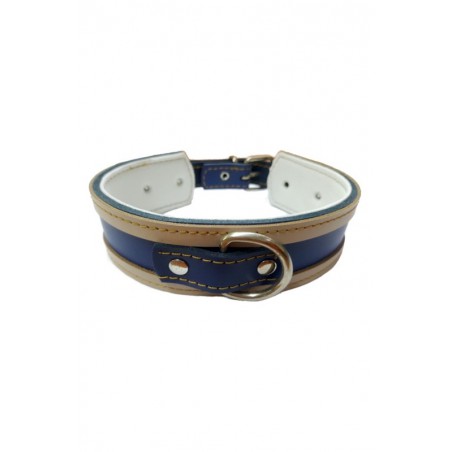 COLLAR GALGO AZUL BORDE NATURAL 35X4CM