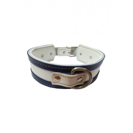 COLLAR GALGO BLANCO BORDE AZUL 40X4CM