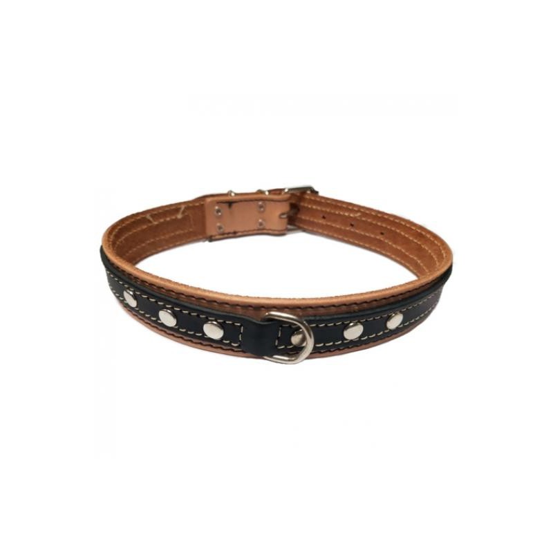 COLLAR CUERO DOBLE 30X650 NATURAL/NEGRO