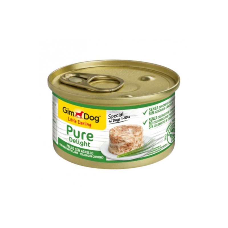 LATA PERROS GIMDOG Pure Delight POLLO/CORDERO, 85gr.