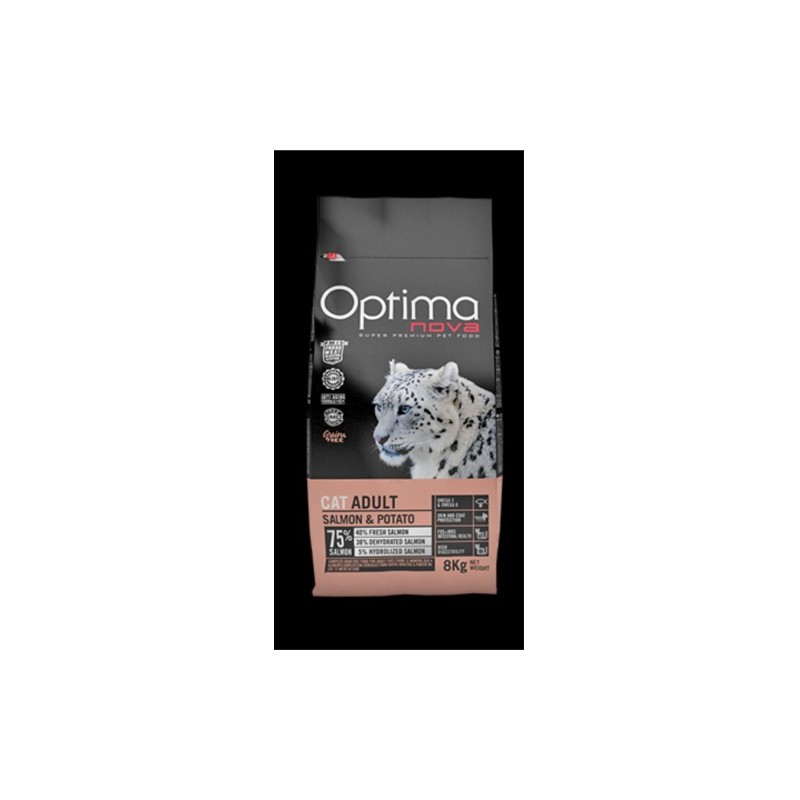 OPTIMA NOVA CAT ADULT SALMON PATATA 8 KG.