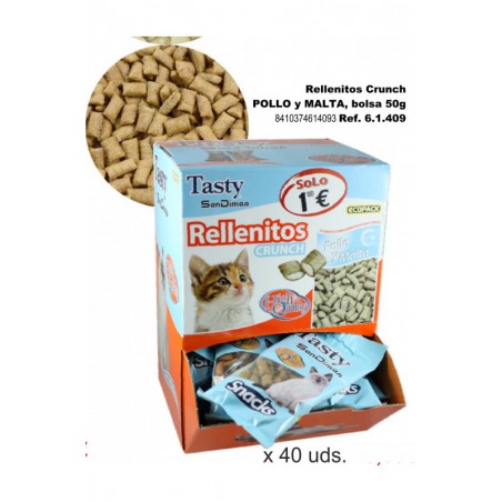 RELLENITOS CRUNCH CAT POLLO/MALTA 50 GR. C/40 BOLSAS