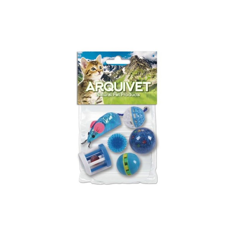 KIT 6 JUGUETES AZULES PARA GATOS