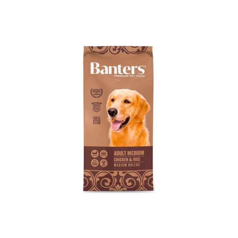 BANTERS DOG ADULT MEDIUM Chicken&Rice 15 Kg.