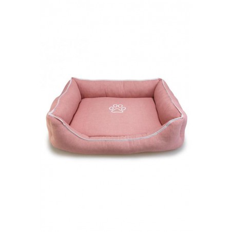 Cama cuadrada Rosa con Huella y Ribete 55x46x17cm