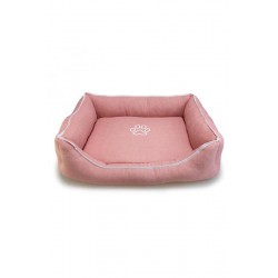 Cama cuadrada Rosa con Huella y Ribete 85x68x21cm